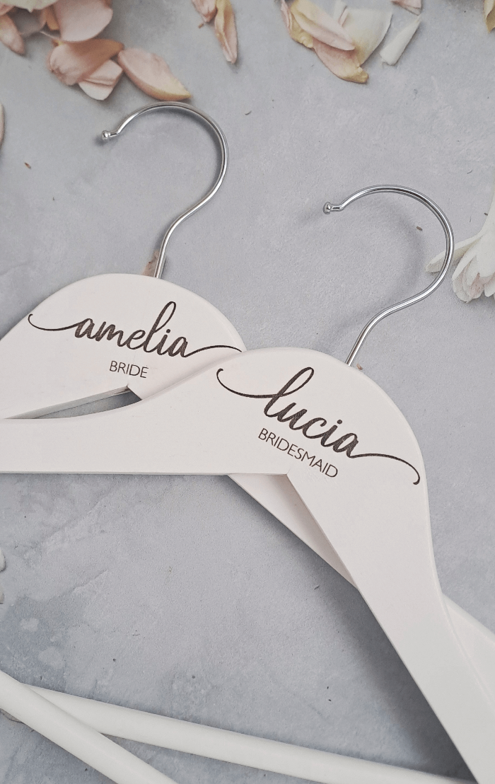 Personalised engraved hanger- Swashfont - Smooches Bridal