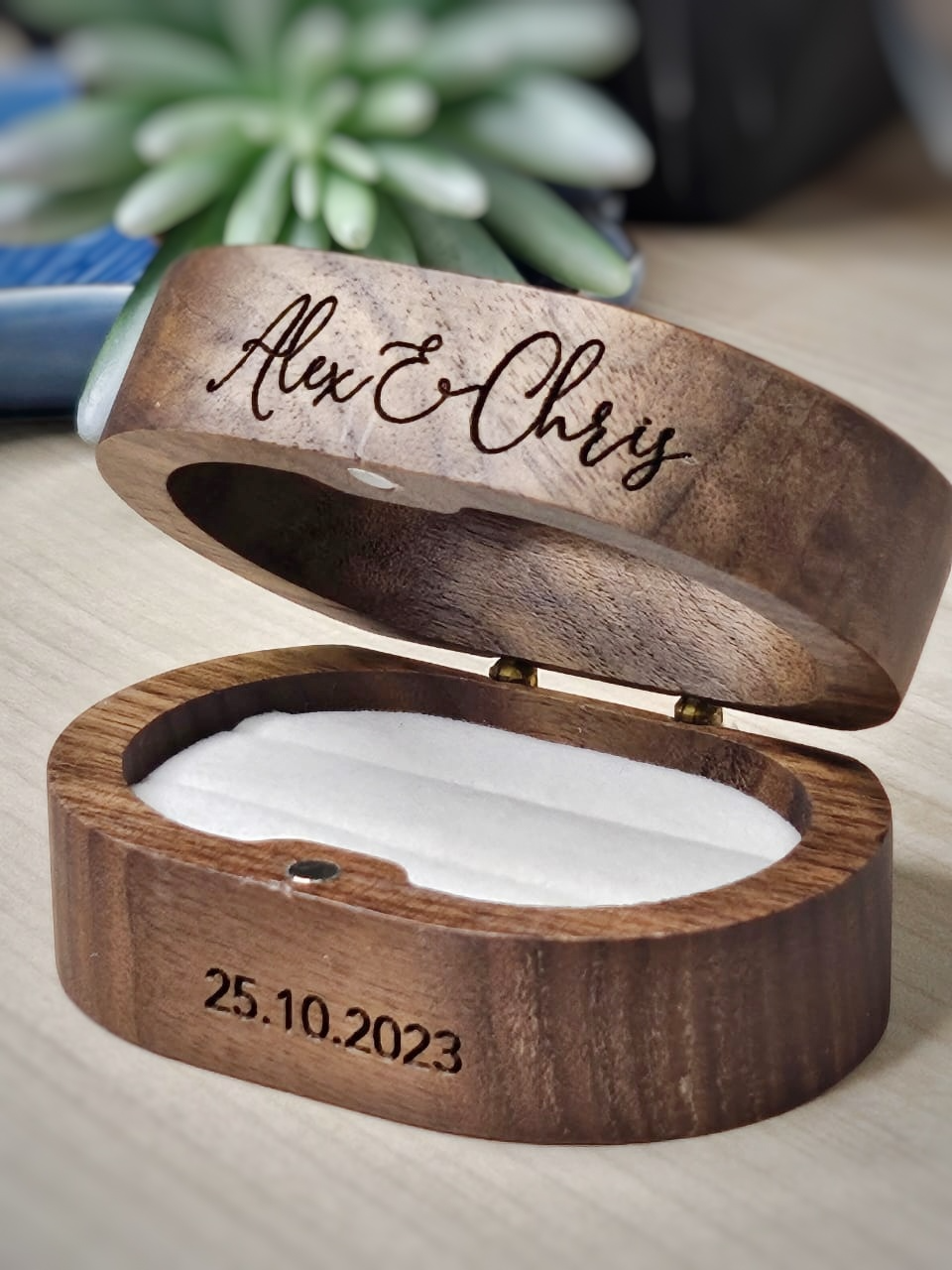 Engraved ring box  Smooches Bridal   